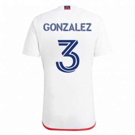 Kandiny Damen Omar González #3 Weiß Rot Auswärtstrikot Trikot 2023/24 T-Shirt
