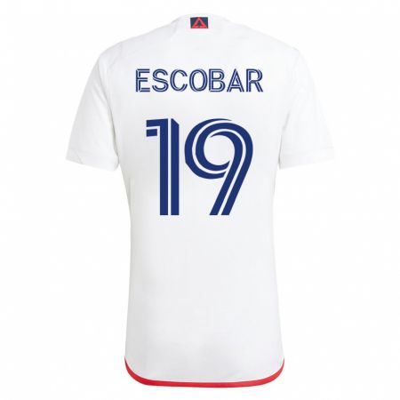 Kandiny Damen Olger Escobar #19 Weiß Rot Auswärtstrikot Trikot 2023/24 T-Shirt