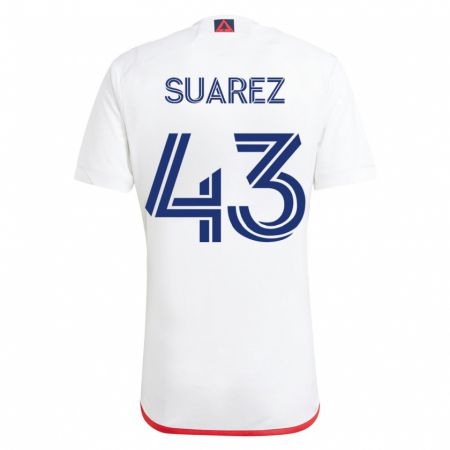 Kandiny Damen Santiago Suárez #43 Weiß Rot Auswärtstrikot Trikot 2023/24 T-Shirt