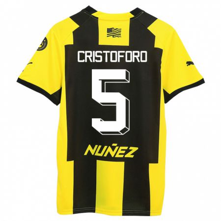 Kandiny Kinder Sebastián Cristóforo #5 Gelb Schwarz Heimtrikot Trikot 2023/24 T-Shirt