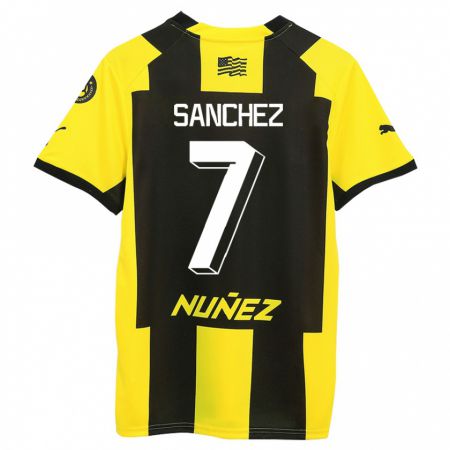 Kandiny Kinder Carlos Sánchez #7 Gelb Schwarz Heimtrikot Trikot 2023/24 T-Shirt