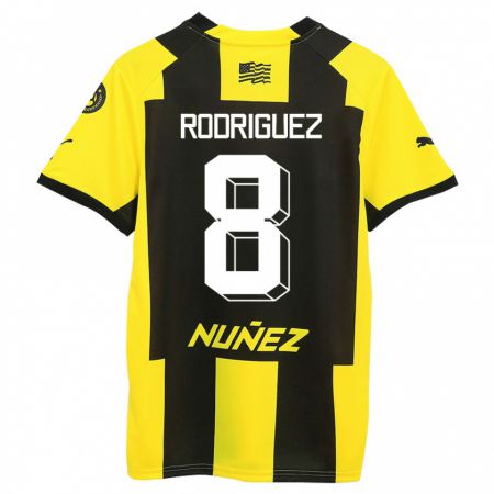 Kandiny Kinder Sebastián Rodríguez #8 Gelb Schwarz Heimtrikot Trikot 2023/24 T-Shirt