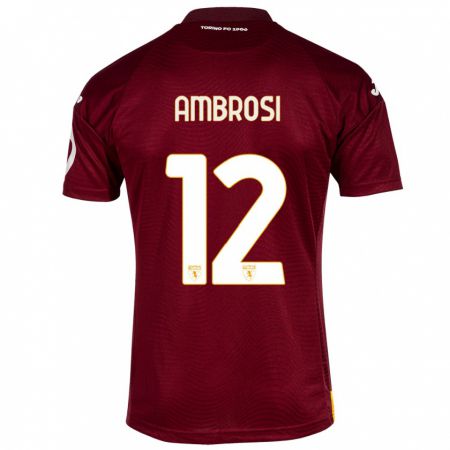 Kandiny Kinder Martina Ambrosi #12 Dunkelrot Heimtrikot Trikot 2023/24 T-Shirt