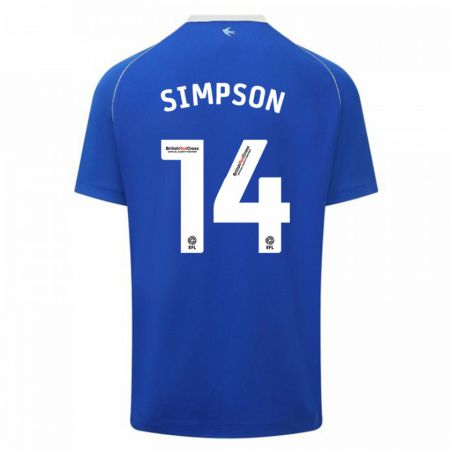 Kandiny Kinder Jasmine Simpson #14 Blau Heimtrikot Trikot 2023/24 T-Shirt