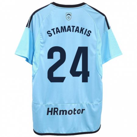 Kandiny Kinder Dimitrios Stamatakis #24 Blau Auswärtstrikot Trikot 2023/24 T-Shirt