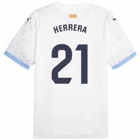 Kandiny Kinder Yangel Herrera #21 Weiß Auswärtstrikot Trikot 2023/24 T-Shirt