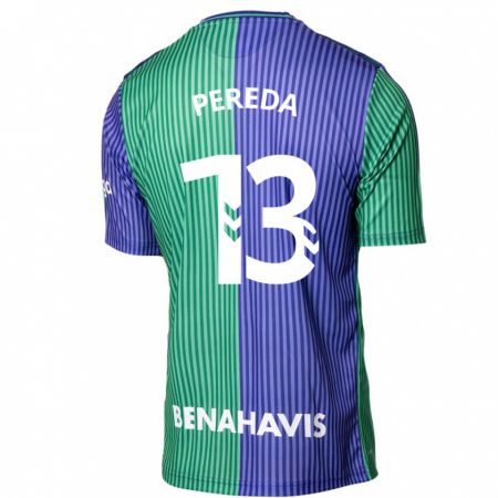 Kandiny Kinder Adrián Pereda #13 Grün Blau Auswärtstrikot Trikot 2023/24 T-Shirt