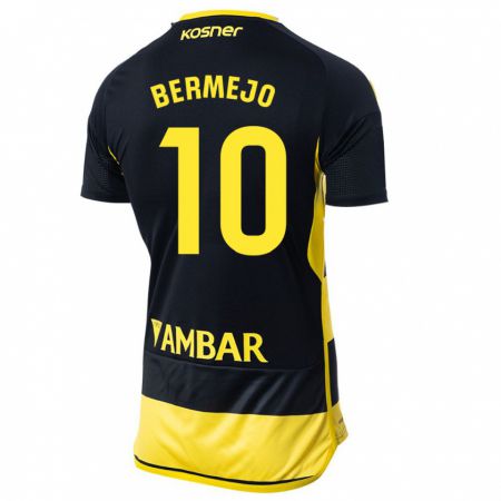 Kandiny Kinder Sergio Bermejo #10 Schwarz Gelb Auswärtstrikot Trikot 2023/24 T-Shirt