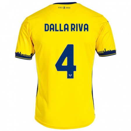 Kandiny Kinder Stefano Dalla Riva #4 Gelb Auswärtstrikot Trikot 2023/24 T-Shirt