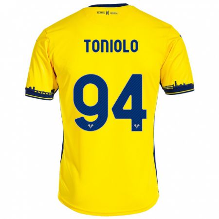 Kandiny Kinder Giacomo Toniolo #94 Gelb Auswärtstrikot Trikot 2023/24 T-Shirt