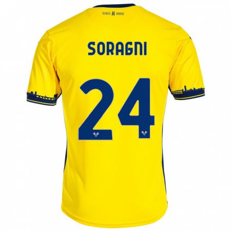 Kandiny Kinder Alberto Soragni #24 Gelb Auswärtstrikot Trikot 2023/24 T-Shirt