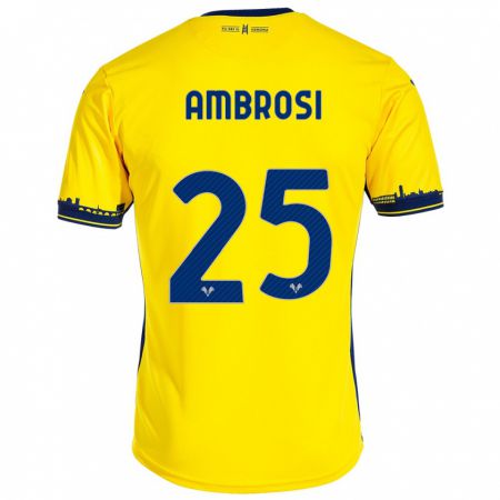 Kandiny Kinder Caterina Ambrosi #25 Gelb Auswärtstrikot Trikot 2023/24 T-Shirt