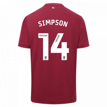 Kandiny Kinder Jasmine Simpson #14 Rot Auswärtstrikot Trikot 2023/24 T-Shirt