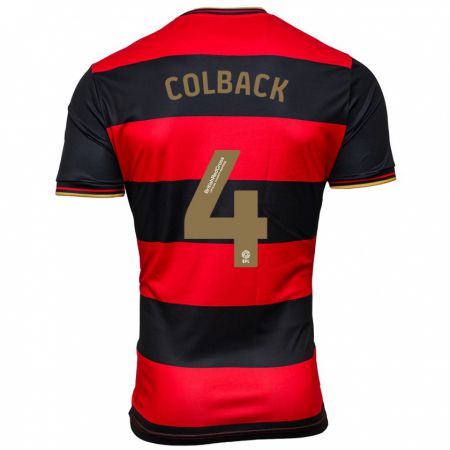 Kandiny Kinder Jack Colback #4 Schwarz Rot Auswärtstrikot Trikot 2023/24 T-Shirt