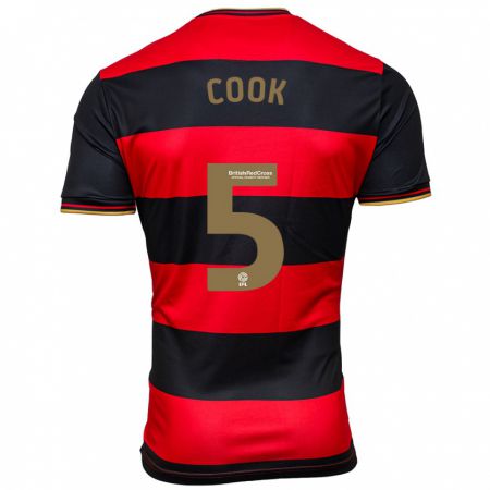 Kandiny Kinder Steve Cook #5 Schwarz Rot Auswärtstrikot Trikot 2023/24 T-Shirt