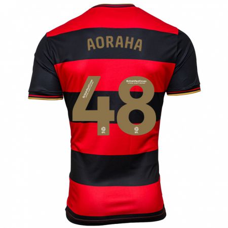 Kandiny Kinder Alexander Aoraha #48 Schwarz Rot Auswärtstrikot Trikot 2023/24 T-Shirt
