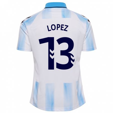 Kandiny Herren Carlos López #13 Weiß Blau Heimtrikot Trikot 2023/24 T-Shirt