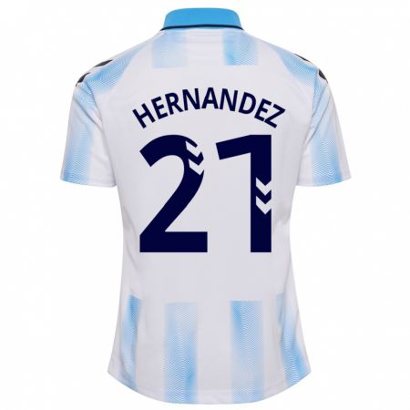 Kandiny Herren Juan Hernández #21 Weiß Blau Heimtrikot Trikot 2023/24 T-Shirt