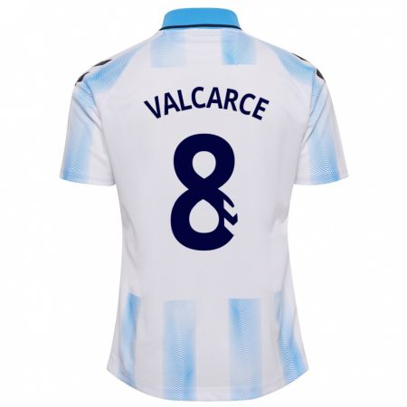 Kandiny Herren Alejandro Valcarce #8 Weiß Blau Heimtrikot Trikot 2023/24 T-Shirt