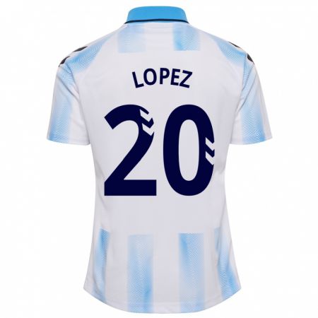 Kandiny Herren Adri López #20 Weiß Blau Heimtrikot Trikot 2023/24 T-Shirt