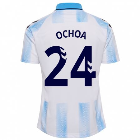 Kandiny Herren Aarón Ochoa #24 Weiß Blau Heimtrikot Trikot 2023/24 T-Shirt