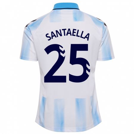 Kandiny Herren Miguel Ángel Santaella #25 Weiß Blau Heimtrikot Trikot 2023/24 T-Shirt