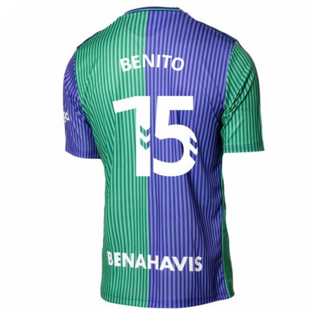 Kandiny Herren Iván Benito #15 Grün Blau Auswärtstrikot Trikot 2023/24 T-Shirt