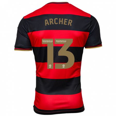 Kandiny Herren Jordan Archer #13 Schwarz Rot Auswärtstrikot Trikot 2023/24 T-Shirt