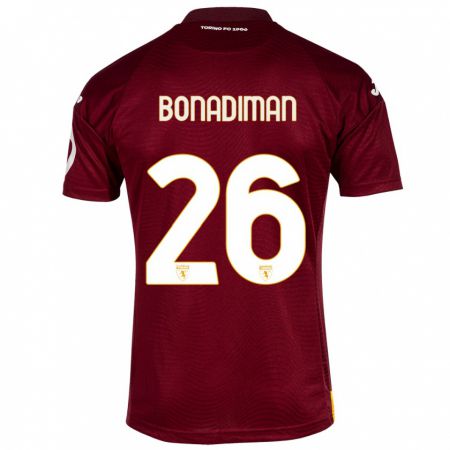 Kandiny Damen Matteo Bonadiman #26 Dunkelrot Heimtrikot Trikot 2023/24 T-Shirt