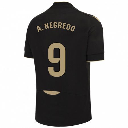 Kandiny Damen Álvaro Negredo #9 Schwarz Auswärtstrikot Trikot 2023/24 T-Shirt