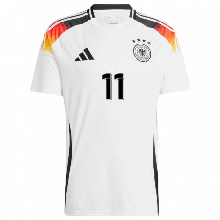 Kandiny Kinder Deutschland Lukas Nmecha #11 Weiß Heimtrikot Trikot 24-26 T-Shirt