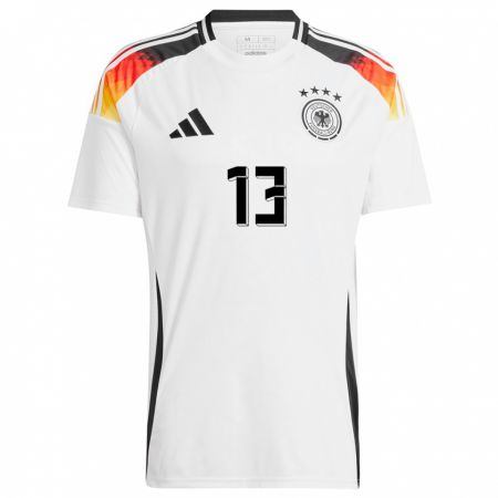 Kandiny Kinder Deutschland Thomas Muller #13 Weiß Heimtrikot Trikot 24-26 T-Shirt