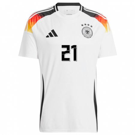 Kandiny Kinder Deutschland Faride Alidou #21 Weiß Heimtrikot Trikot 24-26 T-Shirt