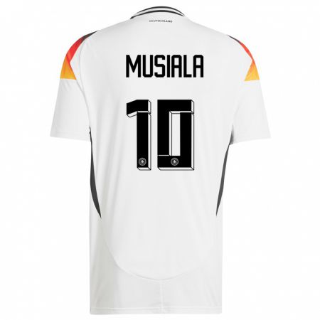 Kandiny Kinder Deutschland Jamal Musiala #10 Weiß Heimtrikot Trikot 24-26 T-Shirt