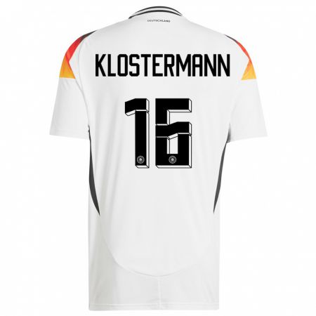 Kandiny Kinder Deutschland Lukas Klostermann #16 Weiß Heimtrikot Trikot 24-26 T-Shirt