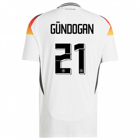 Kandiny Kinder Deutschland Ilkay Gundogan #21 Weiß Heimtrikot Trikot 24-26 T-Shirt