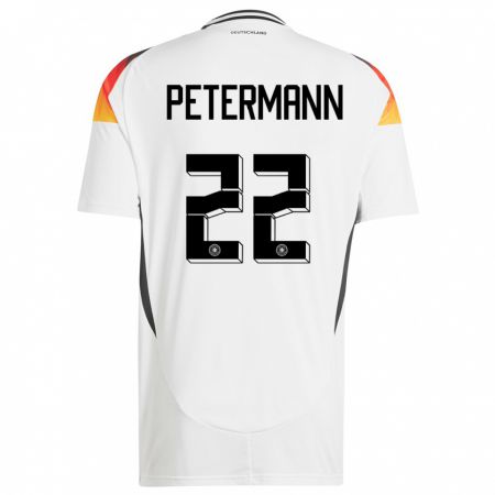 Kandiny Kinder Deutschland Lena Petermann #22 Weiß Heimtrikot Trikot 24-26 T-Shirt