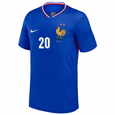 Kandiny Kinder Frankreich Pierre Kalulu #20 Blau Heimtrikot Trikot 24-26 T-Shirt