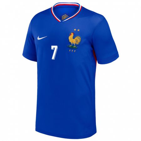 Kandiny Kinder Frankreich Antoine Griezmann #7 Blau Heimtrikot Trikot 24-26 T-Shirt