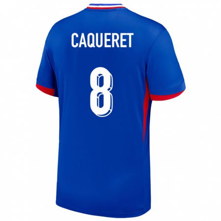 Kandiny Kinder Frankreich Maxence Caqueret #8 Blau Heimtrikot Trikot 24-26 T-Shirt