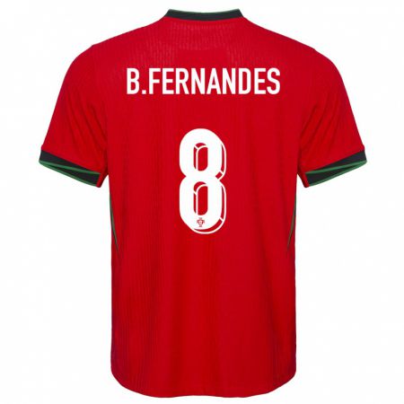 Kandiny Kinder Portugal Bruno Fernandes #8 Rot Heimtrikot Trikot 24-26 T-Shirt