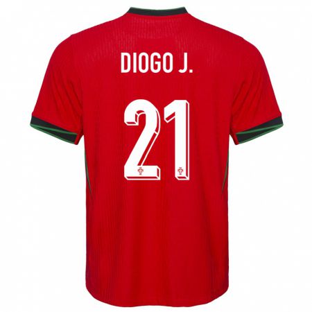 Kandiny Kinder Portugal Diogo Jota #21 Rot Heimtrikot Trikot 24-26 T-Shirt