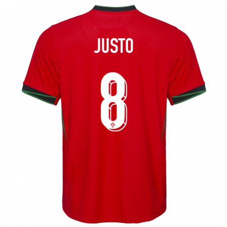 Kandiny Kinder Portugal Samuel Justo #8 Rot Heimtrikot Trikot 24-26 T-Shirt