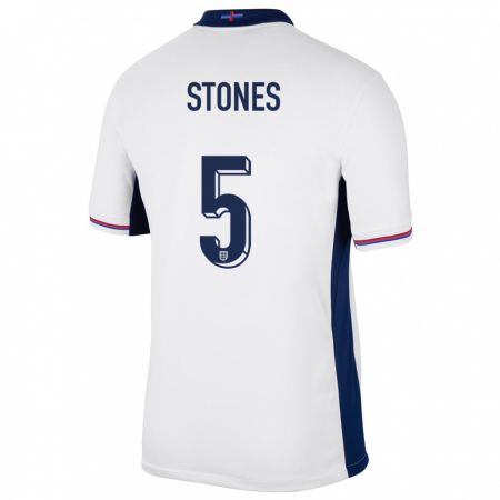 Kandiny Kinder England John Stones #5 Weiß Heimtrikot Trikot 24-26 T-Shirt