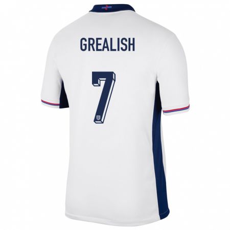 Kandiny Kinder England Jack Grealish #7 Weiß Heimtrikot Trikot 24-26 T-Shirt