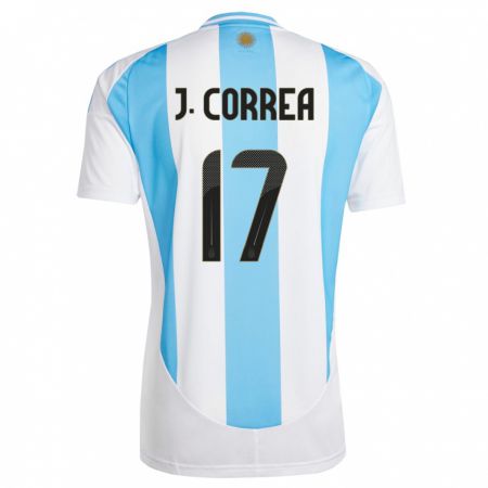 Kandiny Kinder Argentinien Joaquin Correa #17 Weiß Blau Heimtrikot Trikot 24-26 T-Shirt