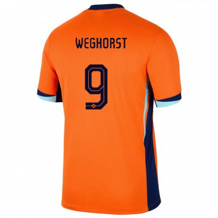 Kandiny Kinder Niederlande Wout Weghorst #9 Orange Heimtrikot Trikot 24-26 T-Shirt