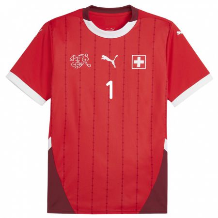 Kandiny Kinder Schweiz Gaelle Thalmann #1 Rot Heimtrikot Trikot 24-26 T-Shirt