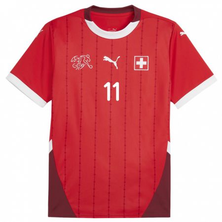 Kandiny Kinder Schweiz Esey Gebreyesus #11 Rot Heimtrikot Trikot 24-26 T-Shirt