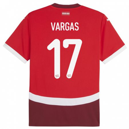 Kandiny Kinder Schweiz Ruben Vargas #17 Rot Heimtrikot Trikot 24-26 T-Shirt